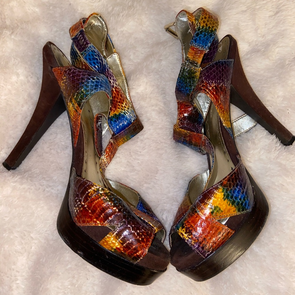 BCBG multi colored heals